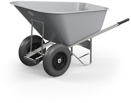 Agri Barrow Wheel Barrow 200 Litre Plastic Wheelbarrow with Puncture Proof Twin Slim Tyres, Grey – Ideal for Equestrians, Farmers, Gardeners, Stable Yards, and Heavy-Duty Use