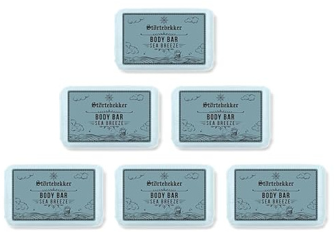 Störtebekker Premium Body Bar Sea Breeze | Solid Shower Gel Men | Solid Shower Soap Men & Women | Natural Cleaning, Wonderful Fragrance | Handmade & No Additives (6 x 120 g)
