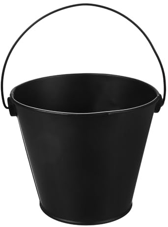 Tofficu Secchio per Grasso da Barbecue in Lamiera Resistente, Contenitore Nero per Raccolta Olio, per Griglie Esterne e Caminetti