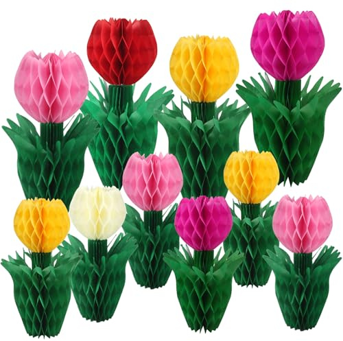 OMIGA Tulipani Finti per Decorazioni Artificiali in Carta 10 Pezzi Decorazioni Pasquali Tulipani Decorazione da Tavolo per Casa per Matrimoni Giardino
