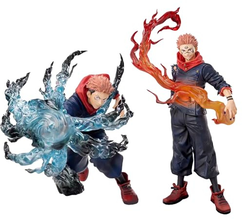 Zhongkaihua Itadori Yuji Set de 2 figuras de pose de combate JJK Merch Modelo de personaje de anime Ryomen Sukuna JJK Artículos de colección Decoración Regalo 16/21 cm