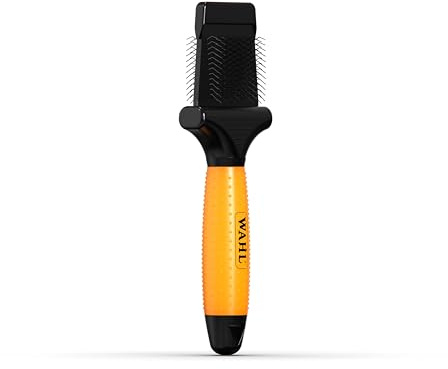 Wahl Brosse carde flexible double face avec têtes amovibles | Tête flexible, brosse de toilettage, têtes à picots amovibles, élimine les nœuds et les débris, poignée confortable, orange