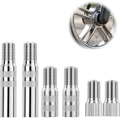 Ruvan 6 PCS Extensión Válvula Neumático, Inflado Fácil en Espacios Estrechos 19/25/39mm, Adaptador Válvula para Patinete Eléctrico y Coche, Prolongador de Aire Robusto con Sellado Hermético Antifugas
