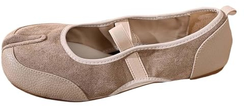 Ballerine da donna, eleganti, leggere, ortopediche, con punta rotonda, con cinturino, slip-on, comode, alla moda, verniciate, per tutti i giorni, beige., 39 EU