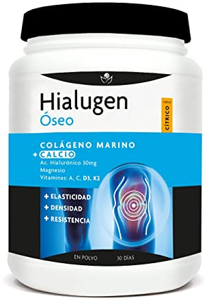 Hialugen Colágeno Marino Con Calcio, Magnesio, Acido Hialurónico Y Vitaminas A, C, D3 Y K2. 200 G. Envase En Polvo Para 30 Días De Tratamiento, color Blanco, Unico