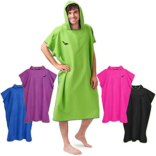 Fit-Flip Poncho Surf, Accappatoio Asciutto, Poncho ad Asciugamano in Microfibra Anche Come Asciugamano per cambiarsi in Spiaggia Taglia: M Colore: Verde-Blu Scuro