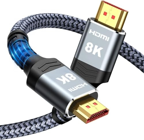 Snowkids 8K Câble HDMI 2M, Ultra Haut Débit 48Gbps 8K@60Hz 4K@120Hz Cordon HDMI 2.1, HDR10+ ARC eARC HDCP 2.2&2.3 Compatible avec TV PC Monitor Projecteur PS-5 X-box