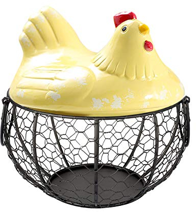 Cesto portaoggetti per uova, con coperchio per gallina in ceramica, organizer per snack alla frutta, collezione creativa cestino,accessori da cucina per la decorazione interna conservazione di verdure
