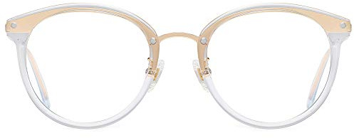 SOJOS Anti-Lumière Bleue Blocage Lunettes D'ordinateur Lunettes Ronde Pour Femmes Ashley Avec Monture Claire/Lentille Anti-Lumière Bleue