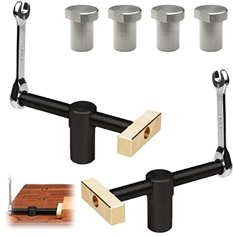 2 Piezas Tornillo de Banco de Trabajo Profesional, 60mm Tornillos para Banco de Carpintero, 4 Piezas Bricolaje Banco Trabajo de Posicionamiento, para 20mm Agujero de Banco de Trabajo Negro