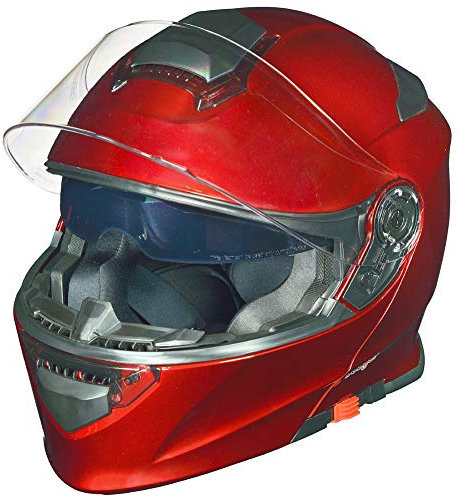 RS-983 Bluetooth Klapphelm Motorradhelm Conzept Motorrad Modular Helm rueger, Farbe:Rot, Größe:XL (61-62)