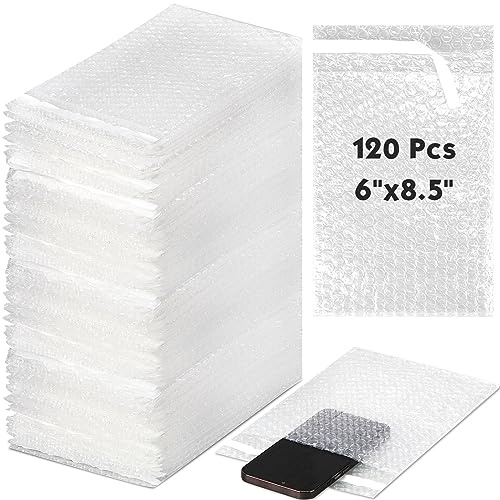 PerKoop 120 Pcs 6 x 8.5 Inch Bubble Cushion Wrap Bags Bulk, Double Wall Bubble Cushion Wrap Pouches, Clear Protective Bags Thickening Shockproof for Shipping Packing Storage Moving