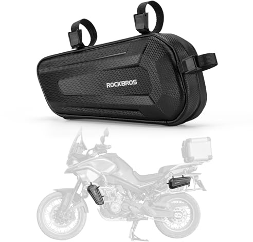 ROCKBROS Motorcykelram väska multifunktionell vattenavvisande triangelväska motorcykel tillbehör hårt skal bagage väska med 3 remmar 1,5 L svart