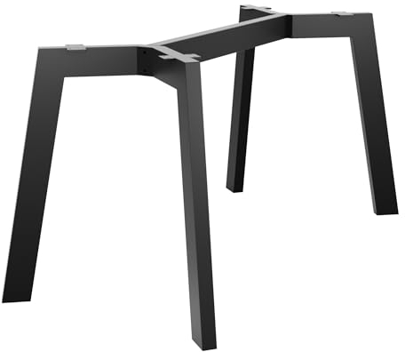 MetaloPro Tischbeine Metall, Schwerlast Stahl Schreibtisch Beine, Tischkufen Schwarz und Schrauben, Bodenschoner, Trapez Tischgestell für Moderne Couchtisch, Esstisch, Wohnzimmertisch – 150x70x72 cm