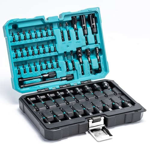 LIBRATON 54PCS Magnetic Nut Driver Set, Impact Drill Driver Bit 1/4, Metric & SAE Nut Drivers for Impact Drill, Socket Adapters, Screwdriver Bit, Quick-Release Extension, Wing Nut Driver, Storage Box
