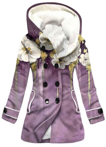 SCBFDI Manteau Grossesse Hiver Doudoune Chaude Femme Cintré Sweat-Shirt Polaire Décontracté à Manches Longues Pulls et Polaires Violet M