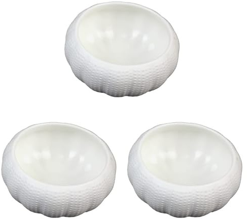 3 piezas Cuencos de salsa de soja Plato de salsa for mojar Plato de salsa de cerámica Bandeja de condimentos con forma de erizo de mar Exquisitos platos de cerámica con forma de erizo de mar Plato de