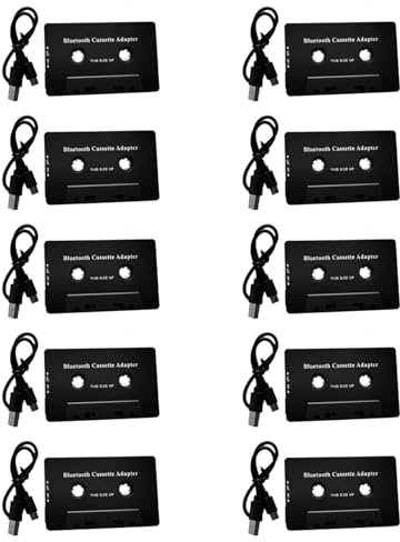 Pyugxab 10X Universal Cassette Bluetooth 5.0 Audio Car Tape Aux Adaptador EstéReo con MicróFono para TeléFono MP3 AUX Cable Reproductor de CD