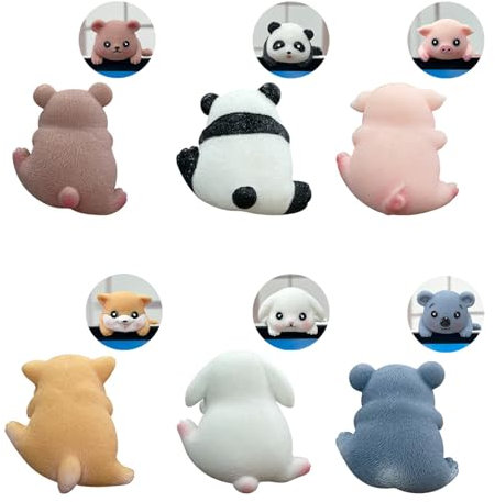 FUXIU 6Pcs Animal Miniature Figurines Decoration Computer Monitors Car Screen Ornaments Figures Toy Resin Craft