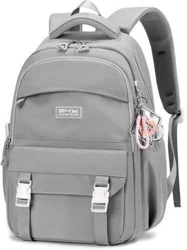 Clufar Schulrucksack Teenager Jungen Rucksack Herren Damen für Schule Wasserdicht Daypacks Schulranzen Jungen 5 klasse Leichter Schultasche Backpack School Bag Grau für Causal Travel Reisen,Grey
