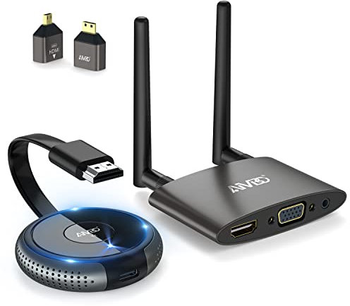 Wireless HDMI Transmitter and Receiver 4K/5G, VGA&HDMI Dual Screens HDMI Extender Casting Audio Video for Laptop, TV Box, Camera, Phone, Nflx to HDTV, Projector, Monitor 165FT/50M