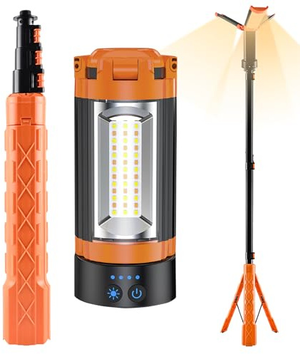 Bärbar campinglampa med stativ - uppladdningsbara teleskopiska campinglampor 10 000 mAh | Dimmeble Flashlight, utdragbar arbet, arbet i stativ för fält,