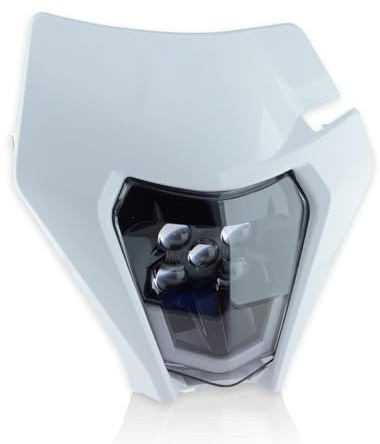 Generico LED Faro Anteriore Universale Motocross Mascherina Moto con Faro V-Face Universale Cross Enduro Supermoto Bianco