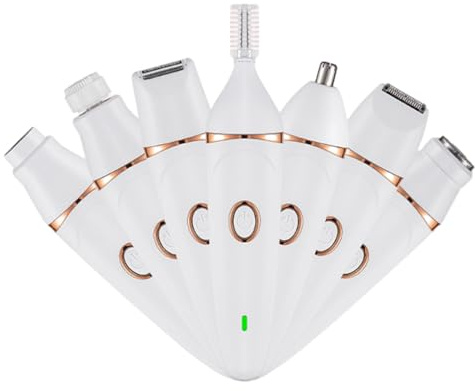 Zanthicia Piel suave con Afeitadora eléctrica para mujer, adecuada para todas las partes del cuerpo, depiladora facial húmeda/seca, depilación 7 en 1