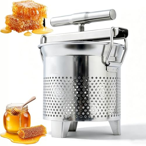 Manuell Honungspress, 1,8L 304 Rostfritt Stål Honung & Vaxpress, Multifunktionell Juicepress för Biodlare, Grönsaker, Yoghurt och Fettskiljning