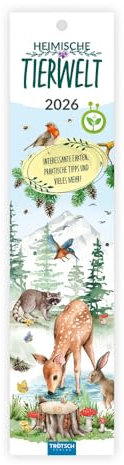 Trötsch Streifenkalender Mini Heimische Tierwelt 2026: Wandkalender Notizkalender