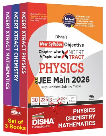 Disha's New Syllabus Objective NCERT Xtract Physics, Chemistry & Mathematics with Problem Solving Tricks for NTA JEE Main 9th Edition | Tips on your Fingertips, Previous Year Question Bank PYQs