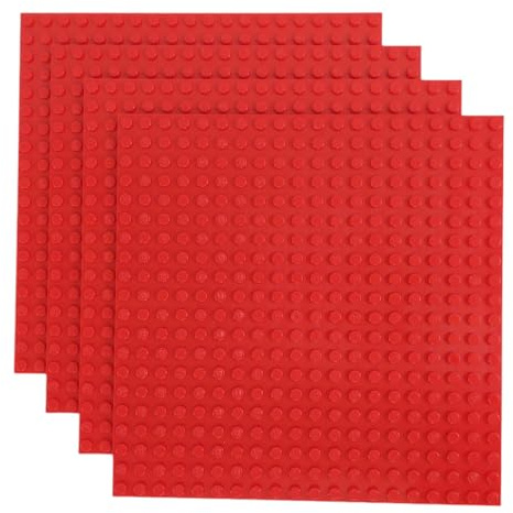 Q-Bricks Classic Bauplatten | 20x20 Noppenanzahl | 16 * 16 cm | Kompatibel mit Meisten Marken | 4 STK. im Set | Farbe: Feuerrot