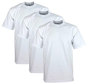 Pro Club Men's 3-Pack Heavyweight Cotton Short Sleeve Crew Neck T-Shirt, White, Medium