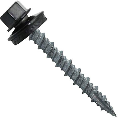 Metal ROOFING SCREWS: (250) 10 x 1-1/2 Black Hex Head Sheet Metal Roof Screw. Self starting metal to wood siding screws. EPDM washer. Colored head