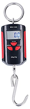 Elektronische hängende Waage 200 kg Elektronische hängende Waage Industrielle Kranwaage Digitale Fischwaage mit Haken und LCD-Display, mit ABS Engineering Kunststoffschale(Reddish black)