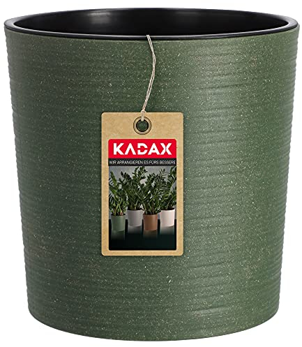 KADAX Blumentopf mit Holzspänen, Übertopf mit Einlage, Topf, Gartenschale, Blumenkübel, Blumentopfschutz für Wohnzimmer, Büro (⌀ 19cm, Grün)
