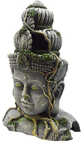 Philoch Fish Tank Decorations, Buddha Statue Portable Aquarium Hideout Fish Tank, Decoration Landscaping Shelter Hiding Cave, 28.50X19.50X14.00cm