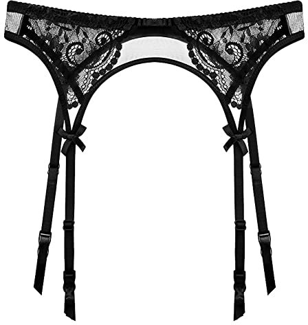 HNYBD Damen Strapsgürtel Spitze Strumpfgürtel Strümpfe Retro Strapsgürtel Dessous Set für Holdup Strümpfe, Schwarz , 38
