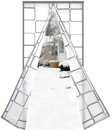 Risareyi Magnétique Rideau de Porte Isolant Thermique 85x205cm, EVA Semi-Transparent Rideau Thermique Isolant Anti Froid Porte Entrée, Coupe-vent, Imperméable, Fermeture Automatique, Gris Bord