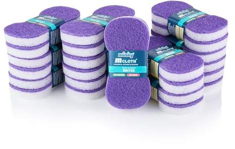 Minky Brites, 24 Pack, Non-Scratch, Anti-Bacterial and Anti-Grease Washing Up Sponge, Cleaning Products, Kitchen Sponge, Scourers Purple