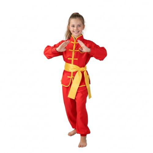 STIOEDYUAN Kids Kung Fu Suits Tai Chi Uniform Chinese Martial Art Wing Chun Clothing Sets (Red, 10-12 Years)