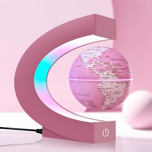 Globo magnetico fluttuante con luci LED multicolori, gadget alla moda, per ufficio, casa, libreria, scrivania, miglior regalo per signora, mamma, moglie, fidanzata, ragazza (globo 8,5 cm)