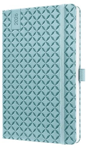 SIGEL J6113 Wochenkalender 2026 A5 hellblau, Hardcover, Gummiband, Stiftschlaufe, Einstecktasche, 174 Seiten, vegan, Buchkalender, Terminplaner Taschenkalender Jolie
