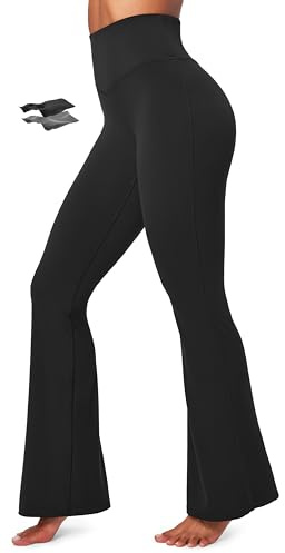 IUGA Flare Leggings for Women Tummy Control Flared Leggings No Front Seam Yoga Pants Women High Waisted Workout Bell Bottoms Black