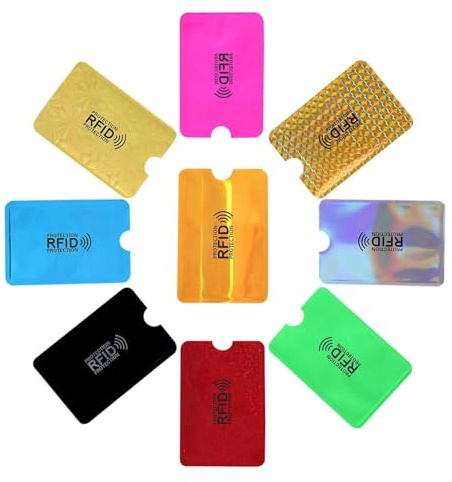 Bralucy ID Card Holder 8pcs Colorful Credit Card Protector RFID Card Case Plastic Card Protector Sleeves Soft Blocking Card Badge Holders for Women and Men