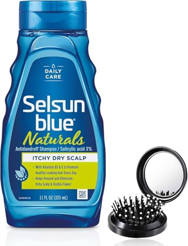 Hair Care Set: Celsun Blue Naturals Shampoo + LUXPAKS Brush | Celsun Blue Naturals, Anti-Dandruff Shampoo, Dry Itchy Scalp, 11 oz, Scalp Care, Hair Brush