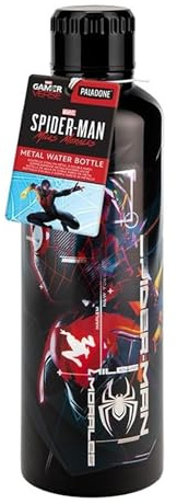 Paladone Miles Morales Spider-Man Metal Water Bottle, Officially Licensed Marvel Superhero 500ml Stainless Steel Insulated Reusable Flask for School, Sports, Work