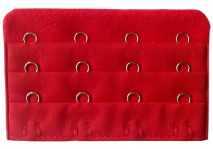 Lot de 6 extensions de soutien-gorge 3 rangées 4 crochets - Boucle d'extension de sous-vêtements - 7,5 x 5 cm - Extenseur de soutien-gorge doux et confortable - Rouge