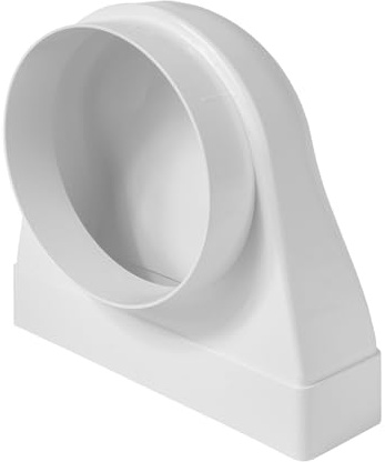 Repa Market Connettore rettangolare a 90°, 204 x 60 mm, per tubo di ventilazione rotondo, 150 mm, in plastica ABS, per riscaldamento, raffreddamento, canale piatto, condotto di ventilazione rotondo