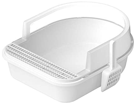 ZGUZMCMK Bac à Litière pour Chat Litière Chaton Bac Toilette Bac Hygiénique Animal Compact Transportable Facile Nettoyage Matériau PP Conseillé pour Chats D'In, Blanche, Je